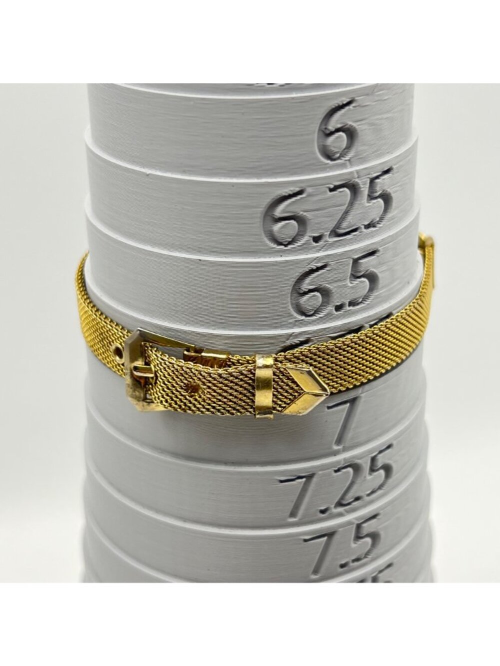 Vintage Gold Tone ID Bracelet Ring Set "Regina" Mesh Belt Buckle Adjustable - Picture 6 of 10